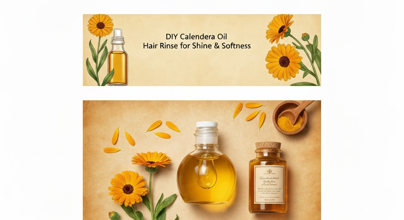 DIY Calendula Oil Hair Rinse for Shine & Softness